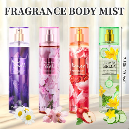 Body Mist for Women Long Lasting Fragrance Hair & Body Spray 8 Fl Oz 236ml Lightweight Floral Fruity Sweet Perfume Mist 14 Scents Daily Use Date Night Gift for Her