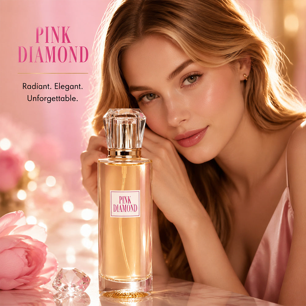 3.4oz PINK DIAMOND Lady's Eau De Parfuma Spray - Long-Lasting - with Aldehyde, Lily, Orange Flavor, Perfect for Daily Wear and Special Occasions
