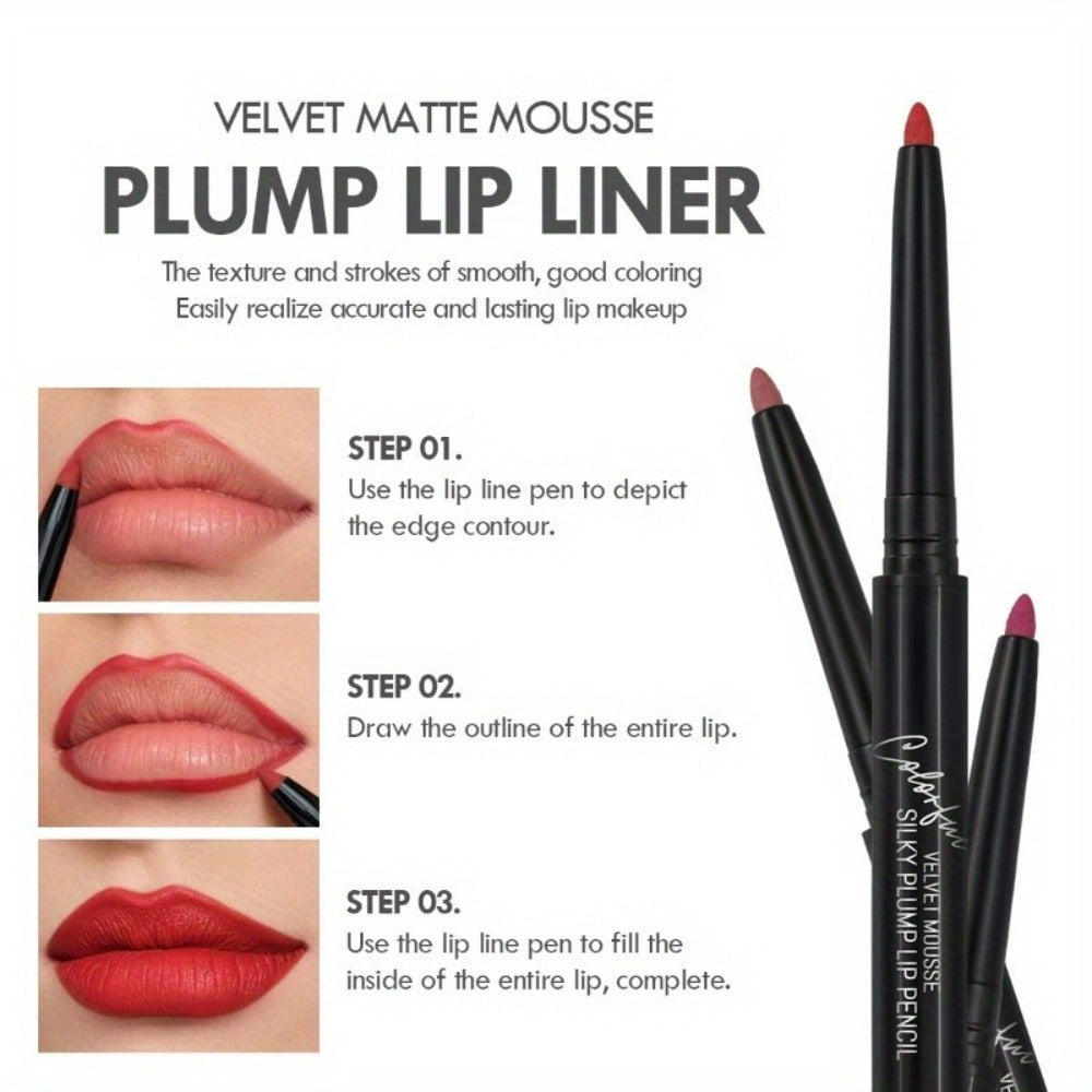 Lip Liner Pencil Set 12 Pieces Waterproof Long Lasting Multi-Functional Lip Eye Brow Liner Colorful Cosmetic Makeup Pens for All Skin Tones
