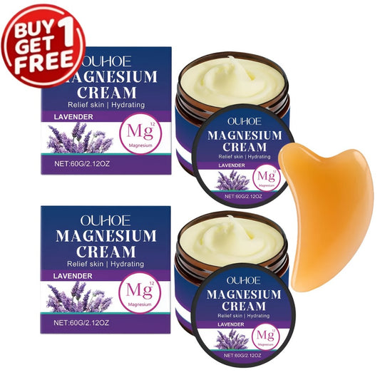 Purchase One And Receive Another for at No Cost, Featuring a Magnesium Cream for Body Massage, a Lavender Body Cream That Provides Long-Lasting Hydration, Enriched with Plant Squalane, a Moisturizing Formula Tailored for Athletes And Seniors