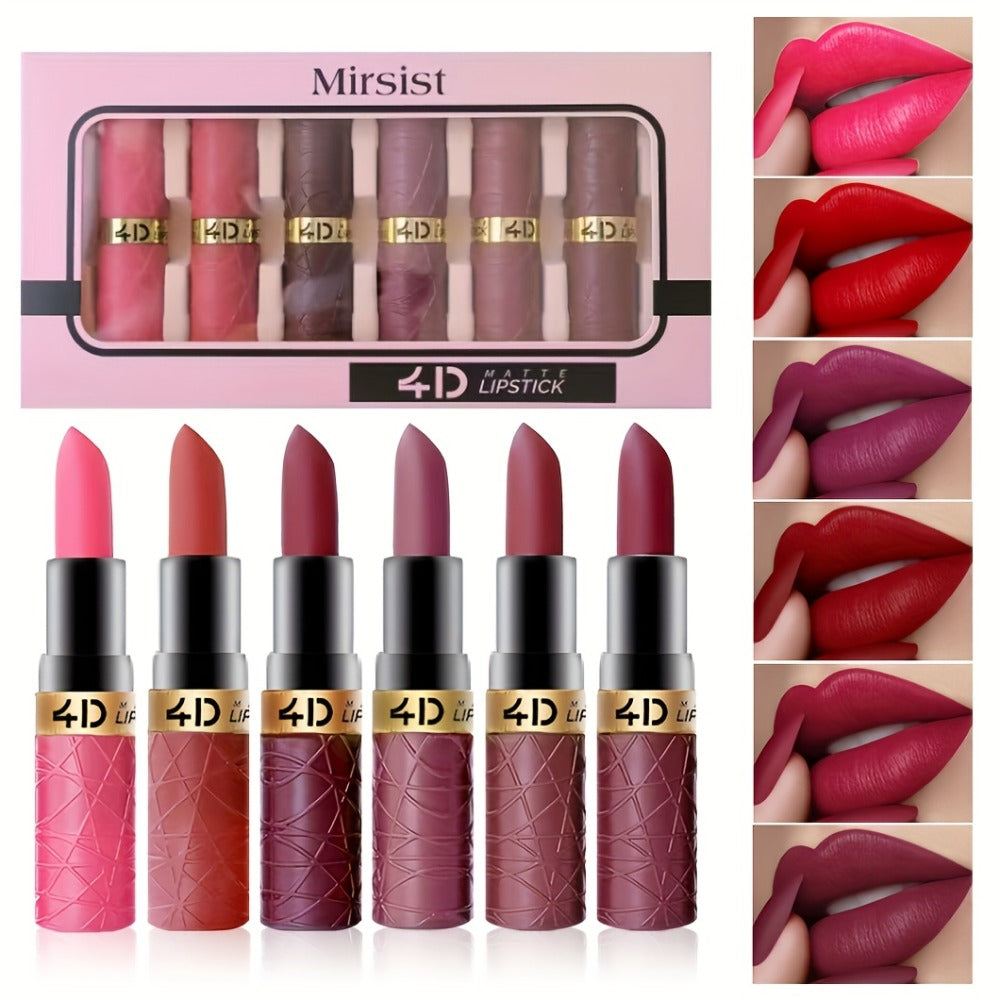 Matte Lip Gloss Set 6 Pcs - Long-Lasting Squalane Formula, Water-Resistant, Non-Sticky Lip Color for Women, Holiday Gift Set for Christmas & Valentine's Day
