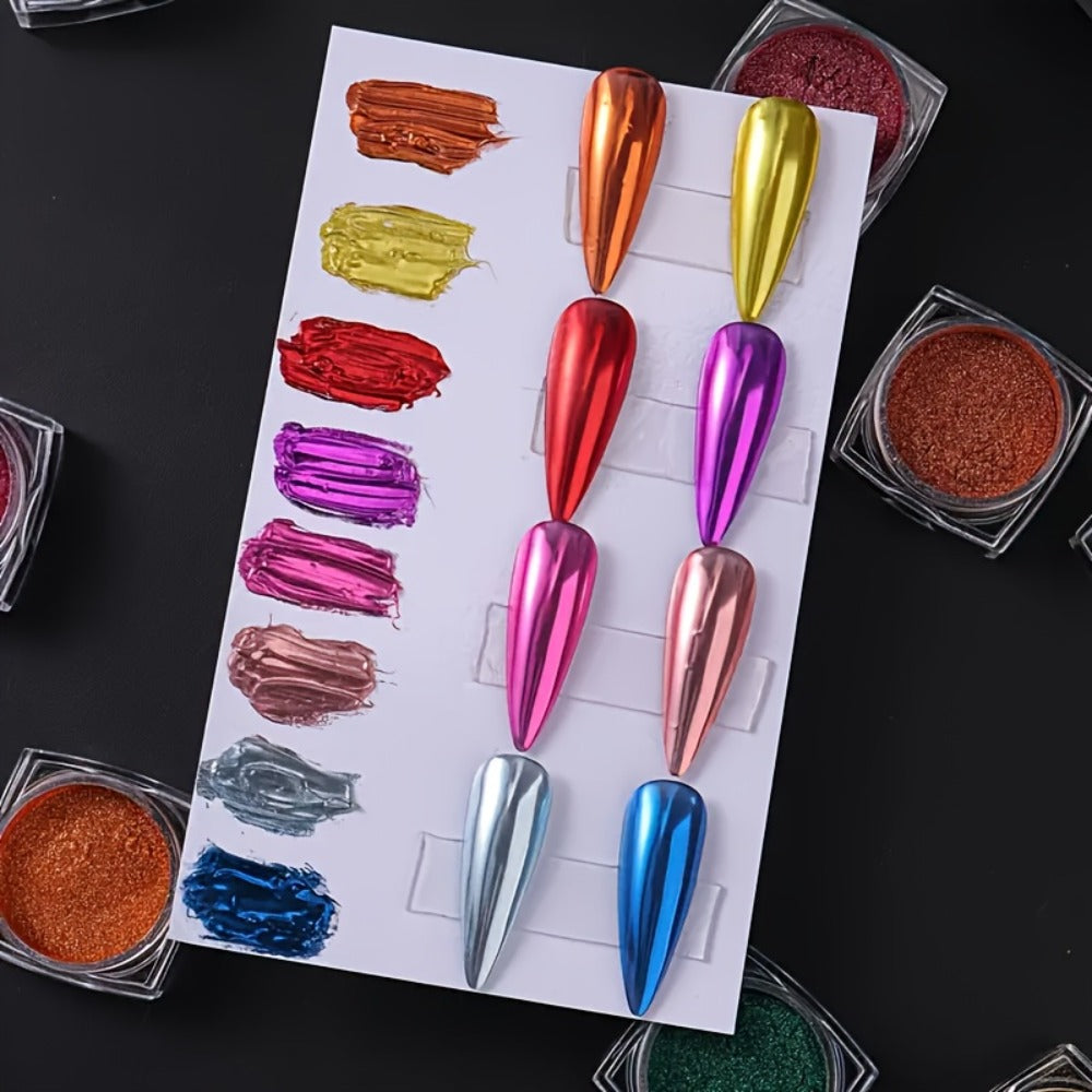 36pcs Chrome Nail Powder, Metallic Chrome Nail Powder Set, Metallic Mirror Nail Powder Set, Nail Art Glitter Decoration Metallic Mirror Effect Holographic Powder 1G/Jar Pearl for Resin Craft And Nail Art Manicure Additions