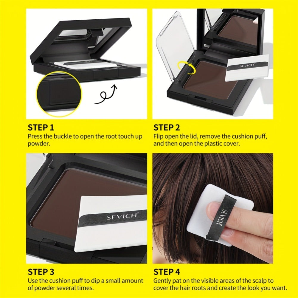 Hairline Powder Root Touch Up — SEVICH 12g Gray Coverage Hair Shadow, Bald Spot Concealer, 24H Stain-Proof with Plant Squalane, for Women & Men, Coffee