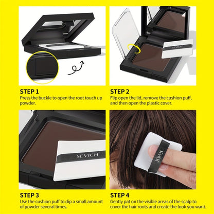 Hairline Powder Root Touch Up — SEVICH 12g Gray Coverage Hair Shadow, Bald Spot Concealer, 24H Stain-Proof with Plant Squalane, for Women & Men, Coffee