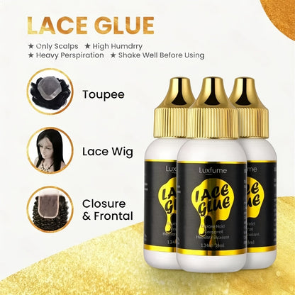 Lace Front Wig Glue Invisible Waterproof Extreme Hold Clear Drying Liquid Adhesive for Wigs Hairpieces 100ml+ 3pcs Value Pack Long Lasting Secure Hold