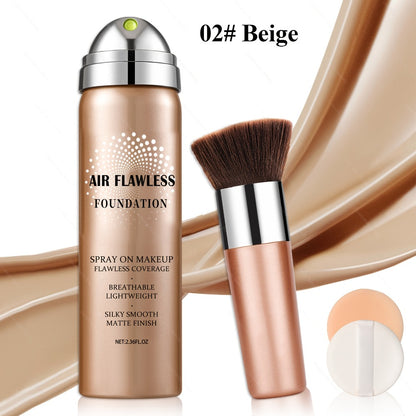 Liquid Foundation Airspray Kit — Full Coverage & Long-Lasting Finish | 6 Shades | Natural Beige Nude Porcelain Tan Medium | Daily & Party Makeup