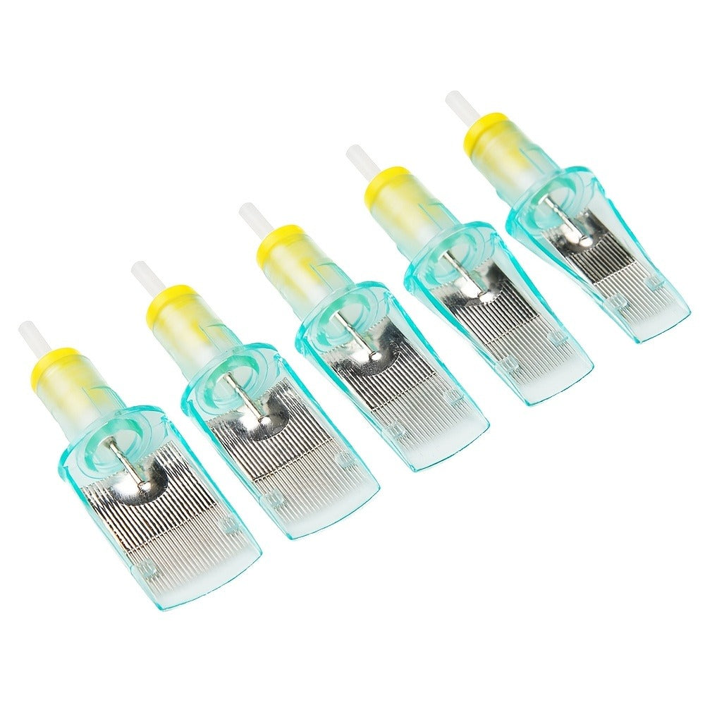 Aurora II 10-Pack Tattoo Cartridge Needles, Strong Stainless Steel, Large Ink Capacity, Low Ink Splatter, Transparent Design for Artists And Beginners, Unscented