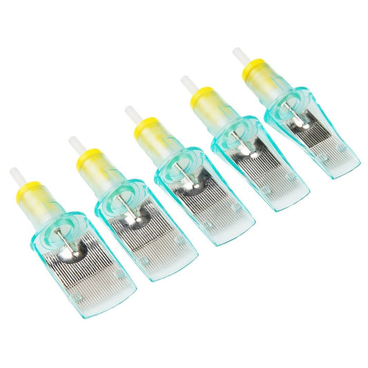 Tattoo Cartridge Needles 10-Pack — Aurora II Curved Magnum, Stainless Steel, Large Ink Capacity, Low Splatter, Transparent Body, for Artists & Beginners
