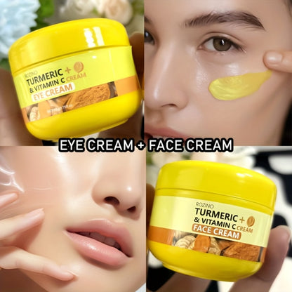 Turmeric & Vitamin C Skincare Set 5pcs - Hydrating Brightening Moisturizing Cream for Face Hand & Foot Care Instant Hydration Plumping Softening Smoothing