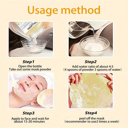 Collagen & Turmeric Mask Powder for Face — DIY Hydrating Brightening Peel-Off Mask with Hyaluronic Acid & Beta-Glucan, Salon-Quality At-Home Facial Treatment
