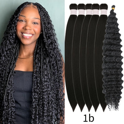 Braiding Hair Pre-Stretched 6 Packs 26 & 32 Inch Deep Curly Crochet Hair Synthetic Ombre Extensions for Box Braids Twist Braids Knotless Braids Passion Twists