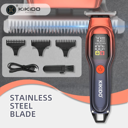 Electric Hair Clipper USB Rechargeable — KK-A2 Portable Hair Trimmer with LED Display, 2-Speed Adjustable 0-100 RPM, Interchangeable Limit Comb, Fast Charging, Home & Travel Grooming