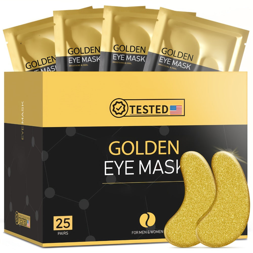 Golden Under Eye Patches (25 Pairs), Eye Masks, Collagen Skincare Items, Patches for Swollen Eyes, Masks for Dark Circles And Puffiness, Ideal for Wedding Party Gifts