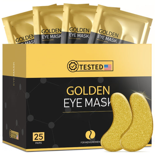 Under Eye Patches 25 Pairs Gold Collagen Gel Eye Masks for Dark Circles Puffiness Swollen Eyes Hydrating Anti-Aging Eye Treatment Skincare for Women Men Wedding Party Gift