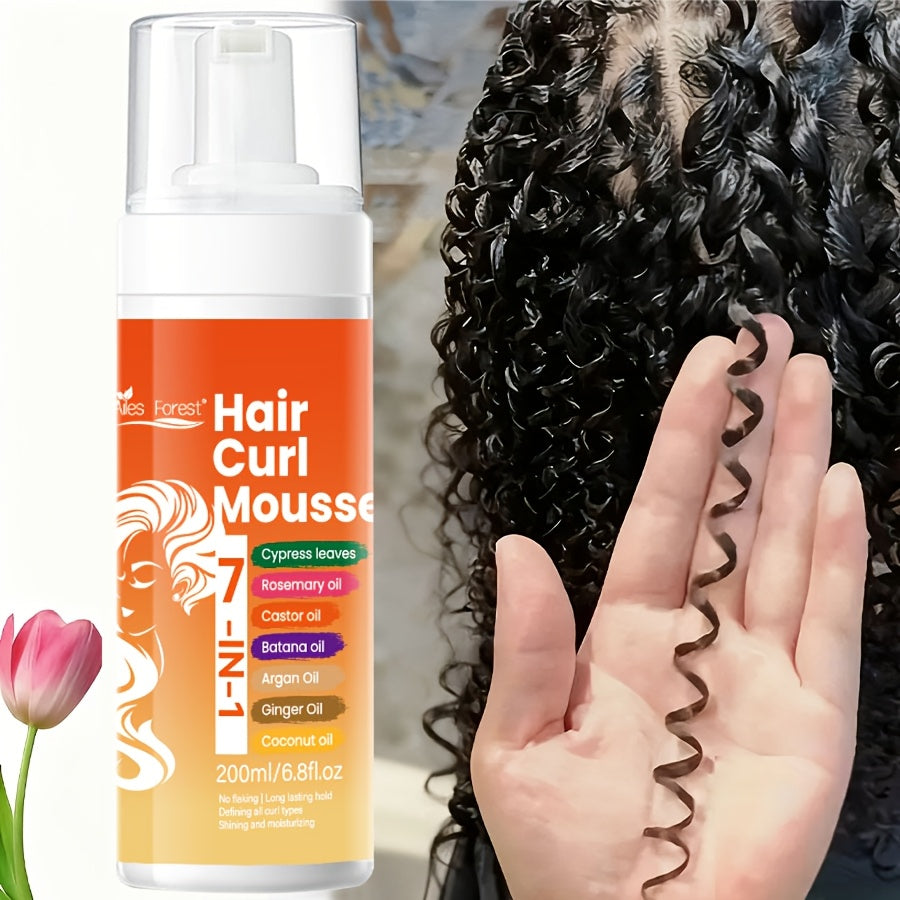 Curly Hair Foam 6.76oz, Natural Fluffy, Moisturizing And Smoothing Hairdressing Agent, Creating Soft Fluffy Elastic Curly Hair, Hair Care for Men And Women, Suitable for All Hairstyles, Beauty Tools Gifts for Valentine's Day, New Year Gifts for Her