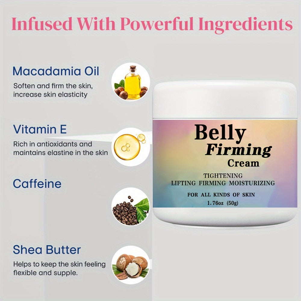 1pc Unisex Intensive Belly Firming Cream - Hydrating And Lifting for Belly, Buttocks, Thighs And Arms - Alcohol-Free with Hyaluronic Acid, Jojoba Oil, Caffeine, Shea Butter, Vitamin E - Fresh Scent, for All Skin Types, Gift, Perfect Christmas Gift