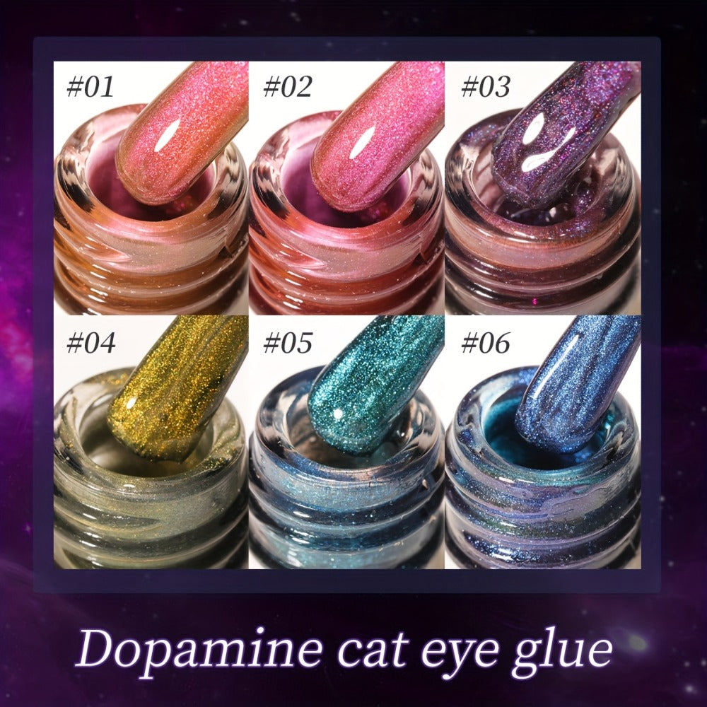 XEIJAYI Photo Frame Bottle Dopamine Cat Eye 6pcs--- Ultra-Bright Dopamine Series Cat Eye Gel Set with, Spring-Summer Fashion Nail Art Kit for Salon DIY Design, Shiny Glossy Stylish Cat Eye Art for Salon Manicure