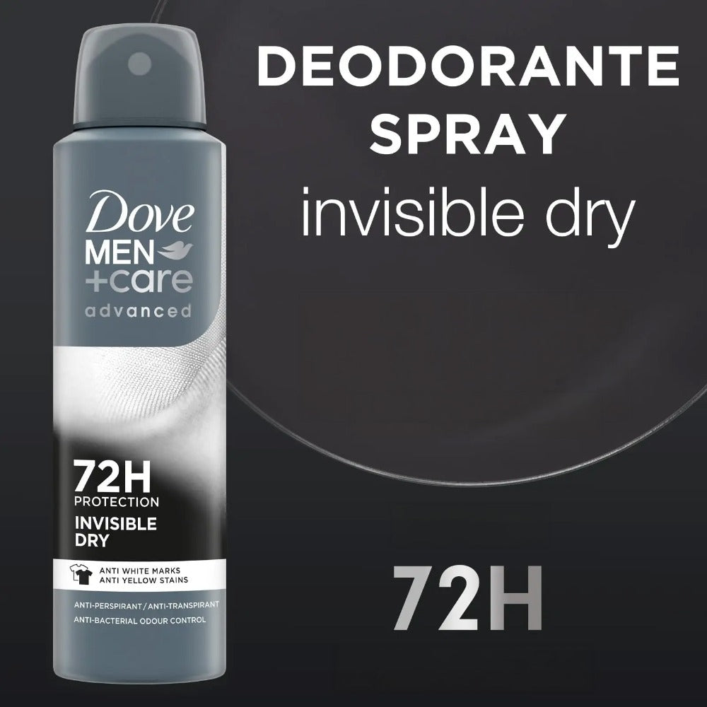 Dove Men+Care Invisible Dry Spray Deodorant for Men 150ml (5oz) x [3 Pack] – Clean Fresh Body Spray, Quick Dry Invisible Spray, No White Marks on Black Clothes, No Yellow Stains on White Shirts, Long Lasting Fresh Scent, Smooth Comfort, Gym Office Travel