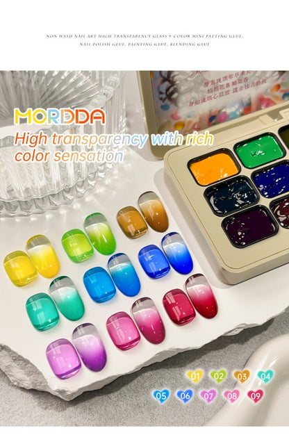 Gel Nail Polish Set 9 Colors Candy Glass Gradient Effect Fall Winter Shades Long-Lasting Durable Nail Art for Salon & Home Manicure Gift