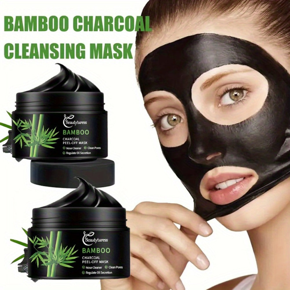 130 Black Bamboo Charcoal Mask - Deep Cleansing & Oil Control for All Light Beige Types, Hypoallergenic Pore Cleansing Clay Face Mask, Suitable for Men & Women, Application, Smooth Texture, Ingredients, Skincare Essential