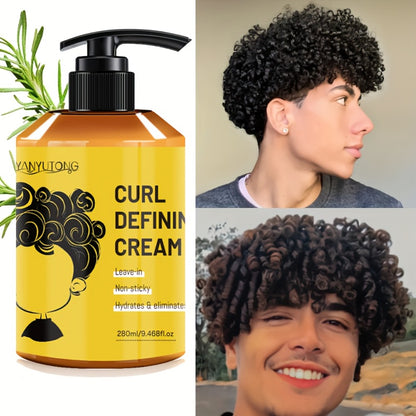 Curl Styling Cream with Argan Oil - Anti Frizz Moisturizing Long Lasting Hold Non-Greasy Hair Styling for Wavy Curly Straight Hair Women Men Hairstyle Design 280ml