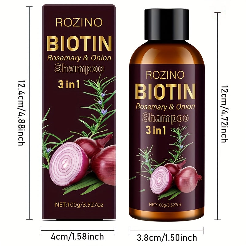 3.527Oz 3-In-1 Shampoo with Rosemary, Biotin, Onion, for Damaged Hair Scalp, Nourishes And Shines Hair, Cleanses Loose Scalp Debris, Strengthens Hair, Moisturizes Hair Roots, Revitalizes Hair/Hair'S Beauty