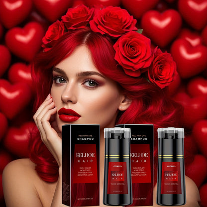 Red Hair Dye Shampoo 3-in-1 Color Moisturizing Cleansing - Easy At-Home Hair Coloring Shampoo for Vibrant Uniform Red Hair Soft Bright Finish Semi Permanent Hair Color 200ml 2 Pack