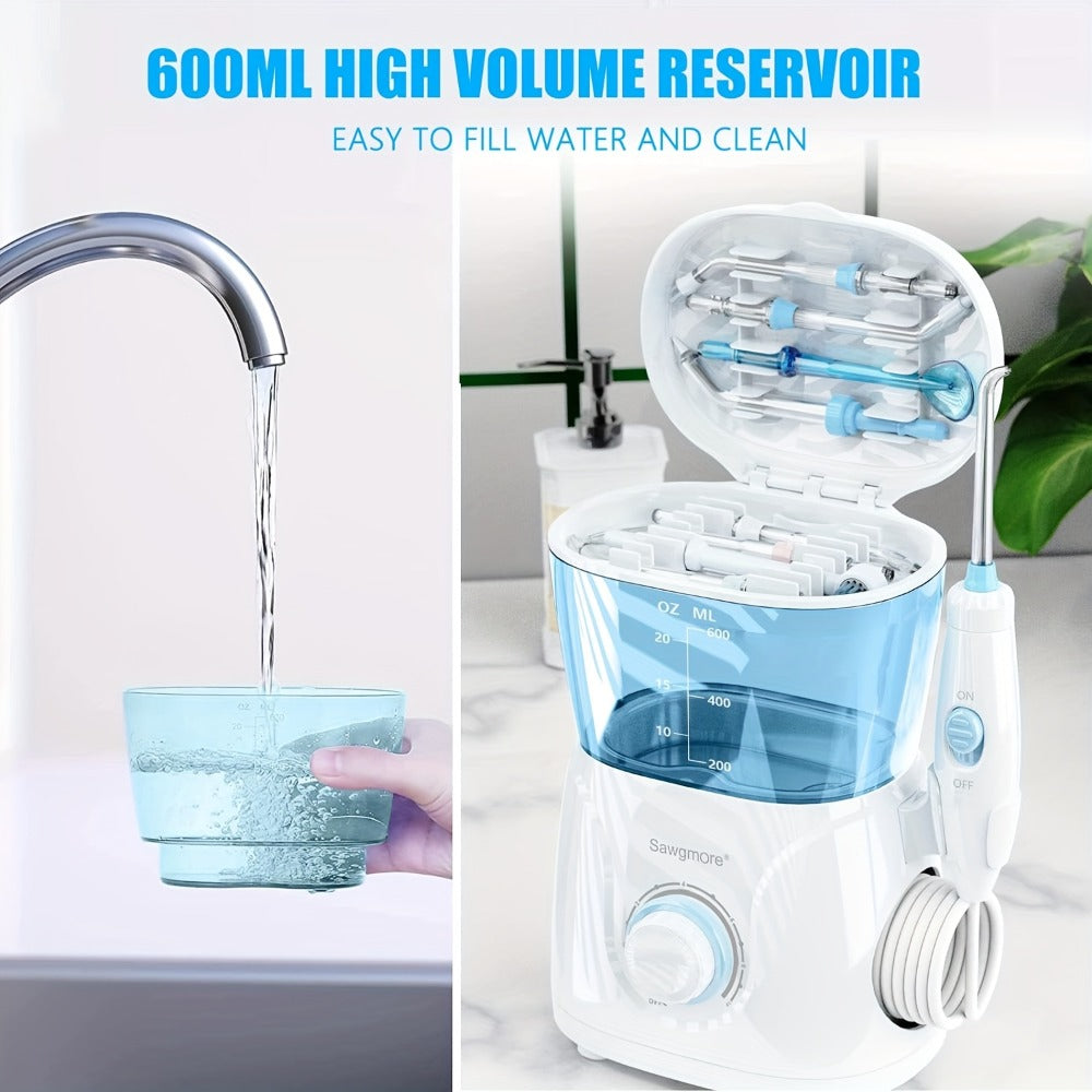 FC166 Water Flosser for Teeth/Braces, 20.29oz Large Capacity, 10 Adjustable Pressure Levels, 8 Family Nozzles, Professional Oral Irrigator for Teeth Cleaning, Electric Household Desktop Water Flosser and Electric Toothbrush, Birthday Gift