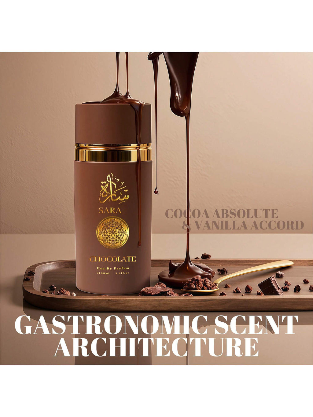 Sarah Chocolate Women's Eau de Parfum 100ml / 3.4oz | Luxurious Chocolate Gourmand Fragrance | Sweet, Seductive & Comforting Scent.