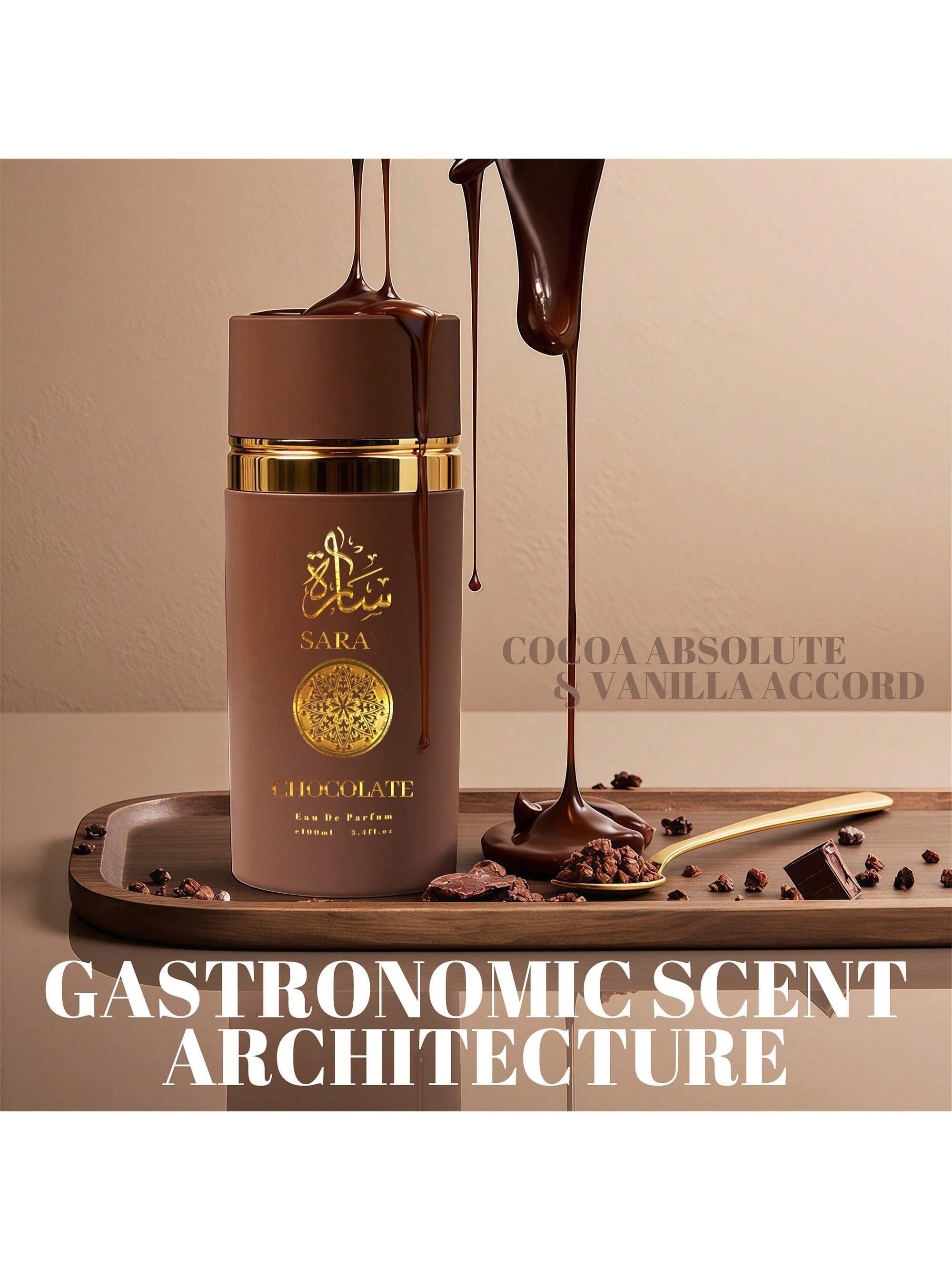 Sarah Chocolate Women's Eau de Parfum 100ml / 3.4oz | Luxurious Chocolate Gourmand Fragrance | Sweet, Seductive & Comforting Scent.