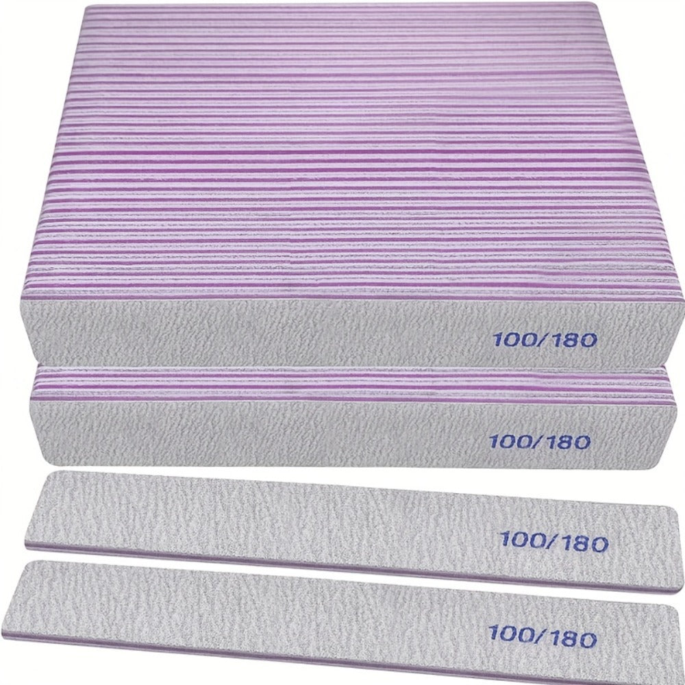 [50pcs Nail Files] 50pcs Nail Files, 100/180 Grit Emery Boards Nail File For Natural Nails And Acrylic Nails, Double Sided Emory Boards Limas Para Unas Acrilicas Profesional Fingernail Filer Reusable Manicure Gray