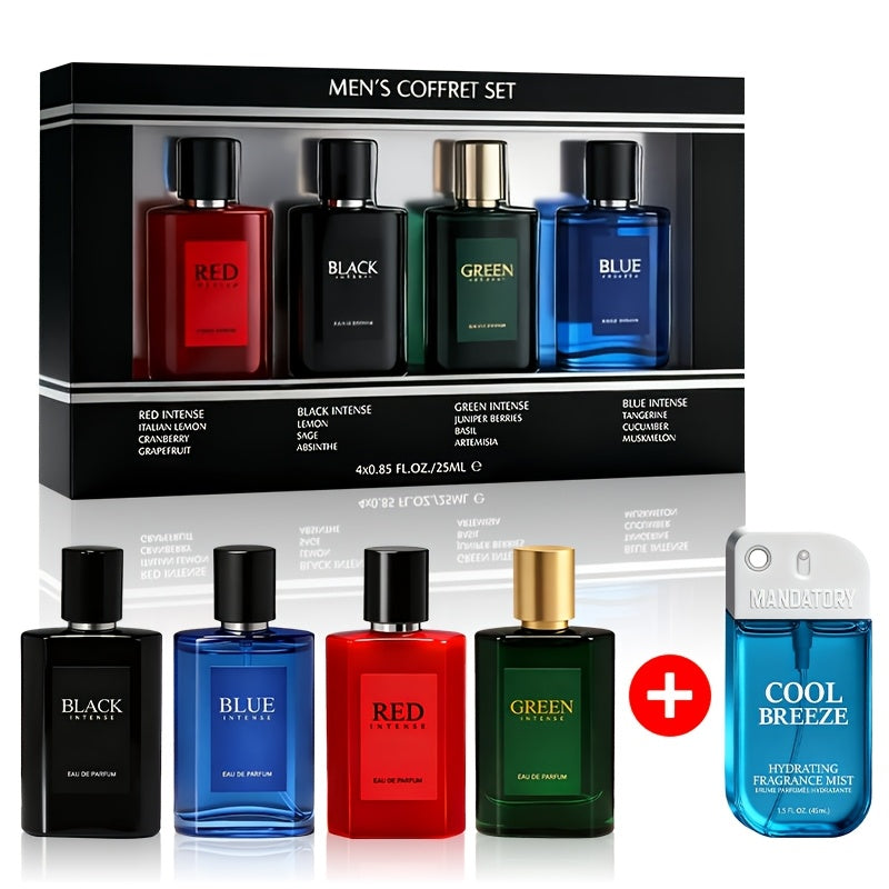 [4 Scents, Long-Lasting] 4-Pack Men's Fresh Eau De Parfum Set (1fl.oz Each) - 4 Crisp & Invigorating Scents, Long-Lasting from Daily Wear to Evenings