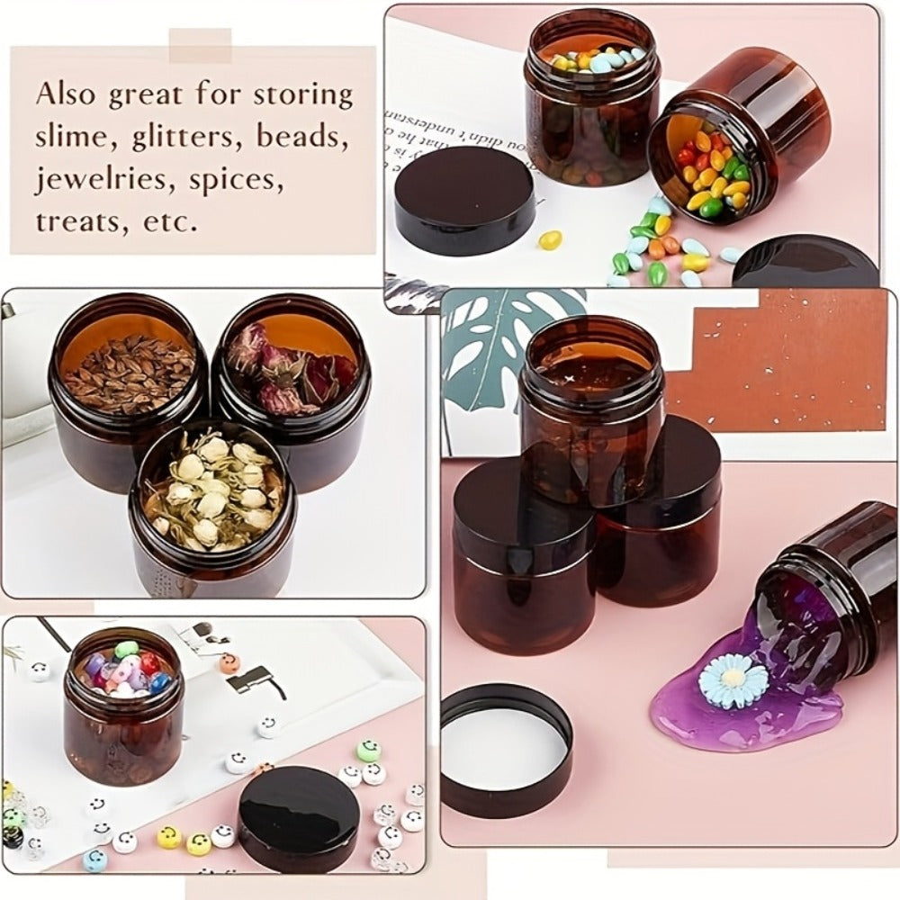 24pcs, Brown 2 Oz Frosted Glass Jars, Sunscreen And Non-slip Makeup Dispenser, Multi-purpose Glass Storage Container, Perfect For Lotion, Powder And Candle Making, Includes Stickers And Spoons