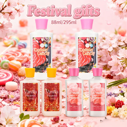 Body Lotion Moisturizing Hand Cream with Vitamin C & Glycerin - Multiple Scents Japanese Cherry Blossom Vanilla Cotton Candy Deep Hydrating Lotion for Dry Skin All Skin Types Women Men