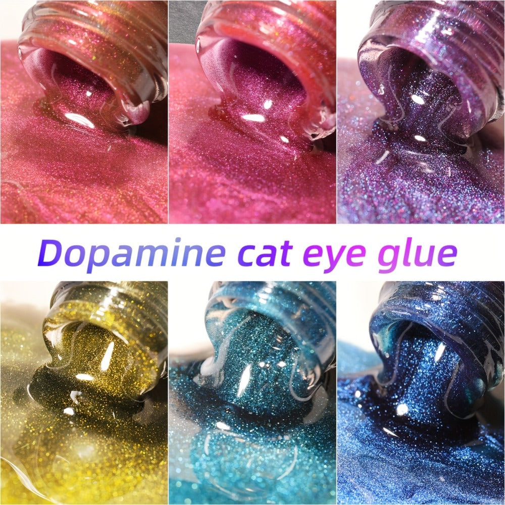 XEIJAYI Photo Frame Bottle Dopamine Cat Eye 6pcs--- Ultra-Bright Dopamine Series Cat Eye Gel Set with, Spring-Summer Fashion Nail Art Kit for Salon DIY Design, Shiny Glossy Stylish Cat Eye Art for Salon Manicure