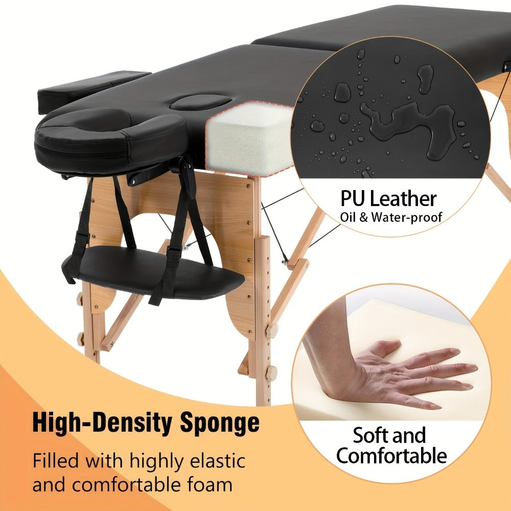 2 Fold Massage Table Portable Massage Bed Lash Spa Bed Tattoo Face Cradle Bed Adjustable with Bag