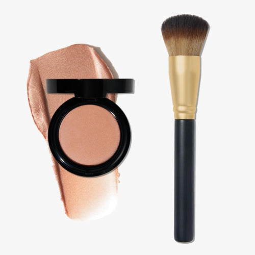 Cream Blush Beauty Balm Starter Kit with Brush, Hydrating Weightless Squalane Formula for Face & Lips, Natural Pink Glossy Finish Medium Coverage Blush Set