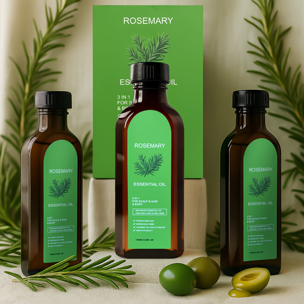 2/3PCStrengthening 3.38oz Rosemary Hair Oil Spray with Biotin, Argan Oil & Batana Essential Oil, Deep Moisturizing Nourishing for Damaged Dry Hair & Scalp, Repairing Damage, Enhances Shine, Promotes Hair, Suitable for All Hair Types, Unisex