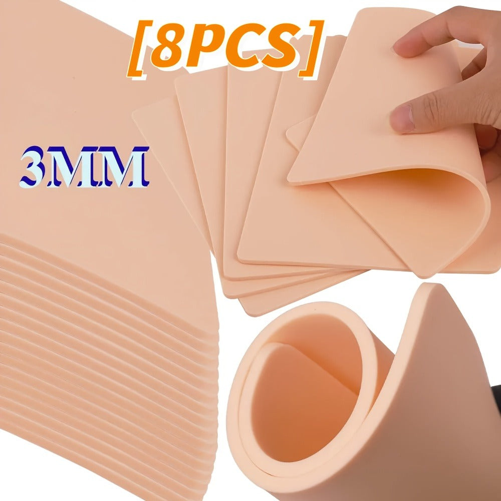 18/12/8/6/4/2pcs Tattoo Skin 3MM Fake Skin Blank Tattoo Practice Skin Double Sides Fake Skin Tattoo For Beginners And Tattoo Artists Tattoo Supplies