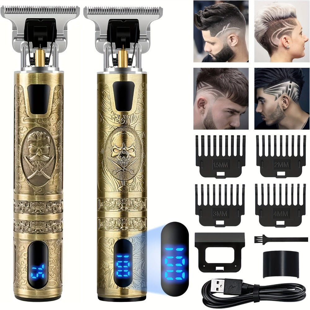Hair Clipper for Men, Beard Trimmer, Electric Cordless Hair Clipper with LCD Screen, Precise T-Blade Trimmer USB Rechargeable Grooming Kit