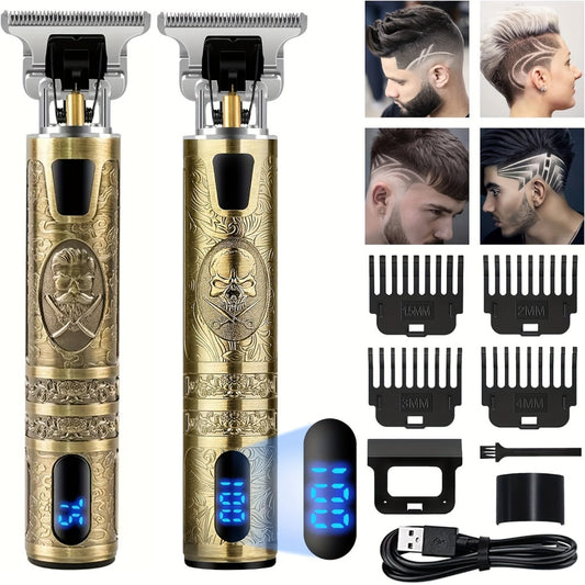 Hair Clipper for Men – Cordless Electric Beard Trimmer with LCD Screen & Precise T-Blade, USB Rechargeable Hair Cutting Kit for Grooming, Fade & Body Hair Trimming at Home or Barber