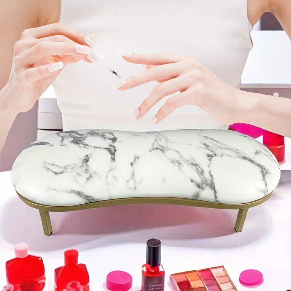 Ergonomic Nail Arm Rest with Metal Base - Soft Microfiber PU Cushion, 15° Tilt Design for Salon Use, Hand & Foot Care Tool, Odorless, Manicure Accessory | Modern Nail Cushion | Luxury Design