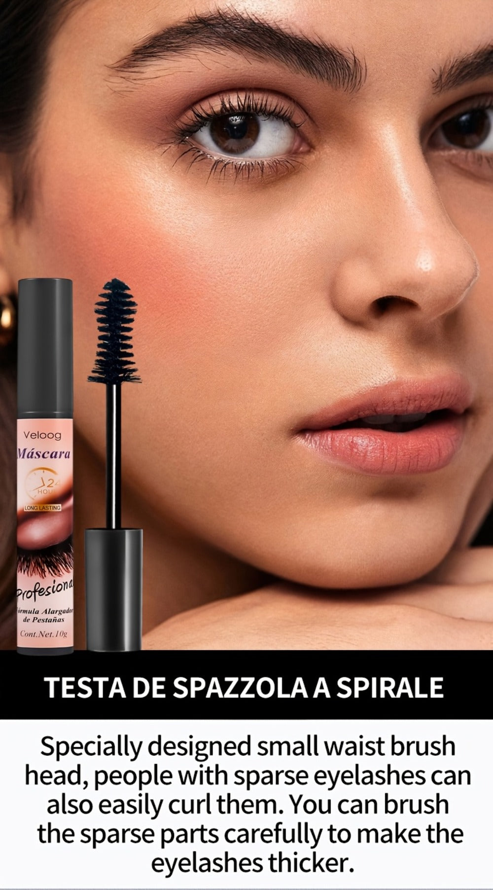 Waterproof Mascara Set 3pcs — Lengthening Volumizing Curling Mascara with 3 Brush Heads (Sea Urchin, Spiral, Conical), Long-Lasting Sweatproof Humidity-Resistant Eye Makeup
