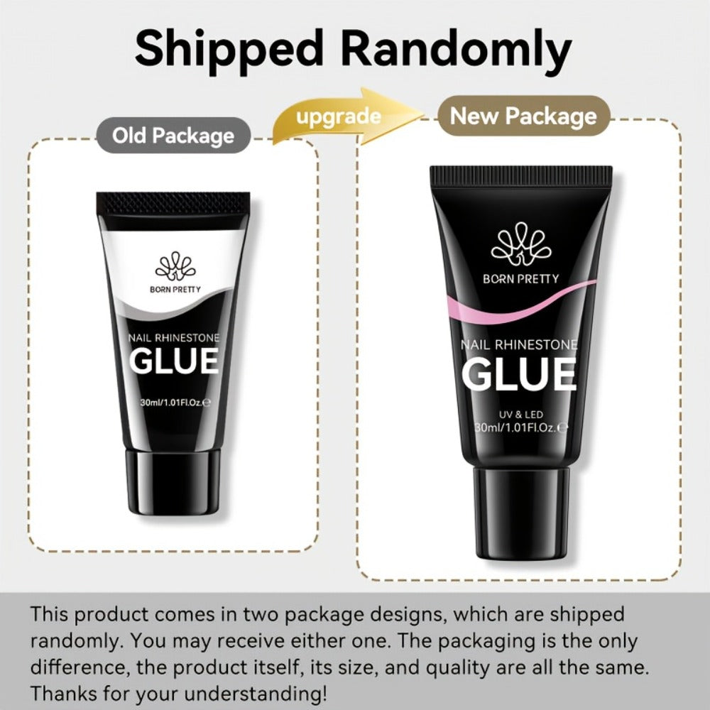 BORN PRETTY Nail Rhinestone Glue 1.01oz 2pcs Gel Nail Glue for Nail Charm 3D Nails Bling Gel for Decoration Nails Gems Nail Supplies