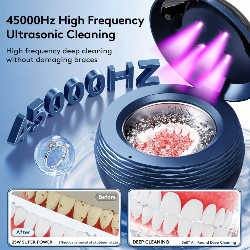 Soundwave Technology Retainer Cleaner Machine - 6.76oz/45kHz Soundwave Technology U-V Cleaner, Portable Soundwave Technology Jewelry Cleaner, Retainer Cleaner Machine for Dentures, Retainer, Aligner, Braces, Mouth Guard, Local Warehouse, The Perfect