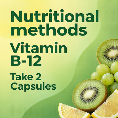 Vitamin B12 500mcg Capsules 120 Count for Women Men – Supports Energy Nervous System Cardiovascular Health Nutrient Absorption Daily Vitality Premium Formula Dietary Supplement