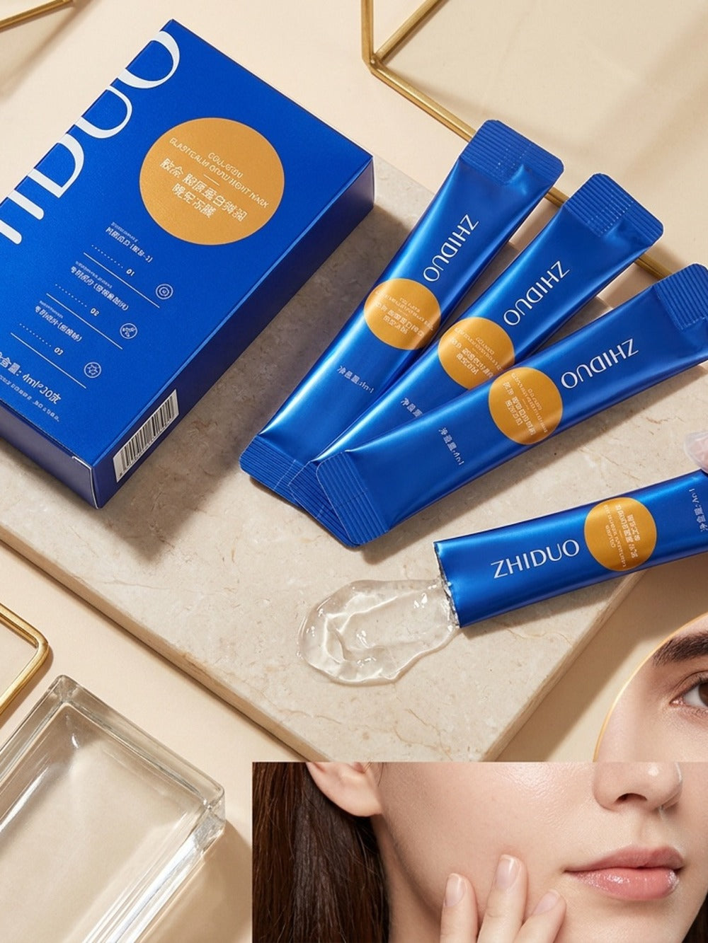 20pcs Per Box of Collagen Night Cream Sleep Frozen Film - Mud Mask - Overnight Moisture - Travel Set