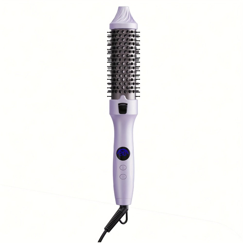 Thermal Air Brush, Straight & Curling 2-in-1 Blowout & Natural Curls, Negative Ion Tech for Frizz-Free, Temp Control & Lightweight for Travel/Gift