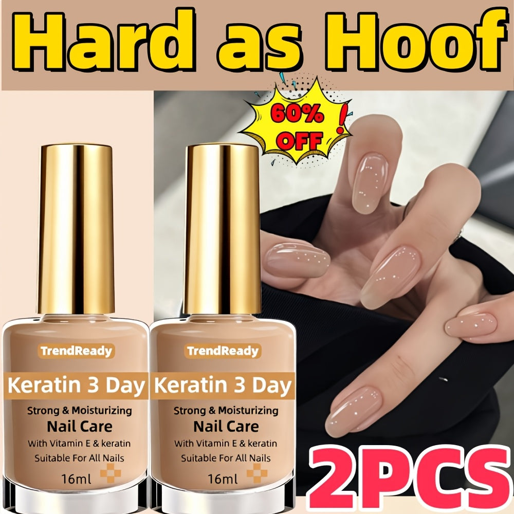 4/2pcs Nail Strengthener for Weak, Splitting, Breaking Nails - Fast Dry Keratin & Natural Protein Hardener, 4-in-1 Nail Polish Care Oil, Alcohol-Free Formula for Instant & 3-Day Nail, Manicure for Hands & Fingers