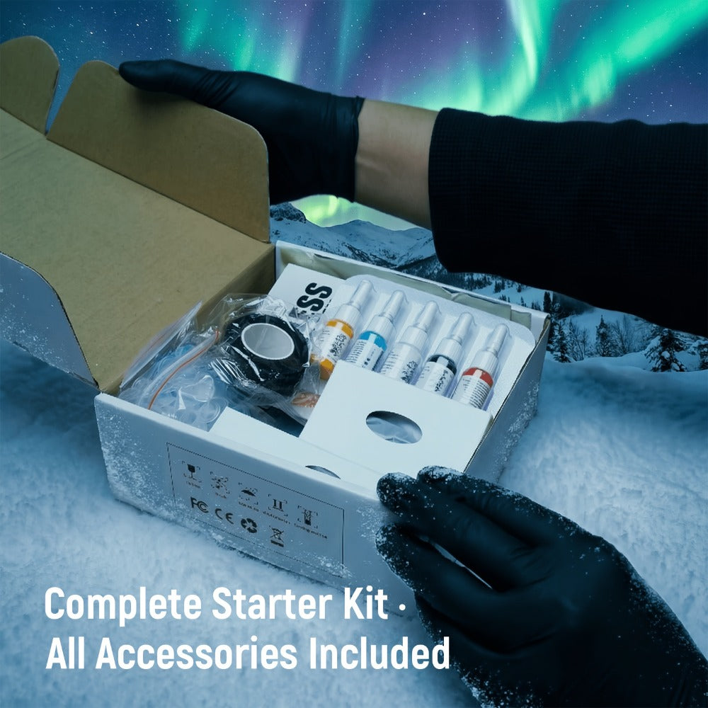 VOID Wireless Tattoo Pen Kit | Cosmic Purple-Aurora Green | 1200mAh Battery | LED Display | Tattoo Needle| Anti-slip Grip Beginner Practical Kit